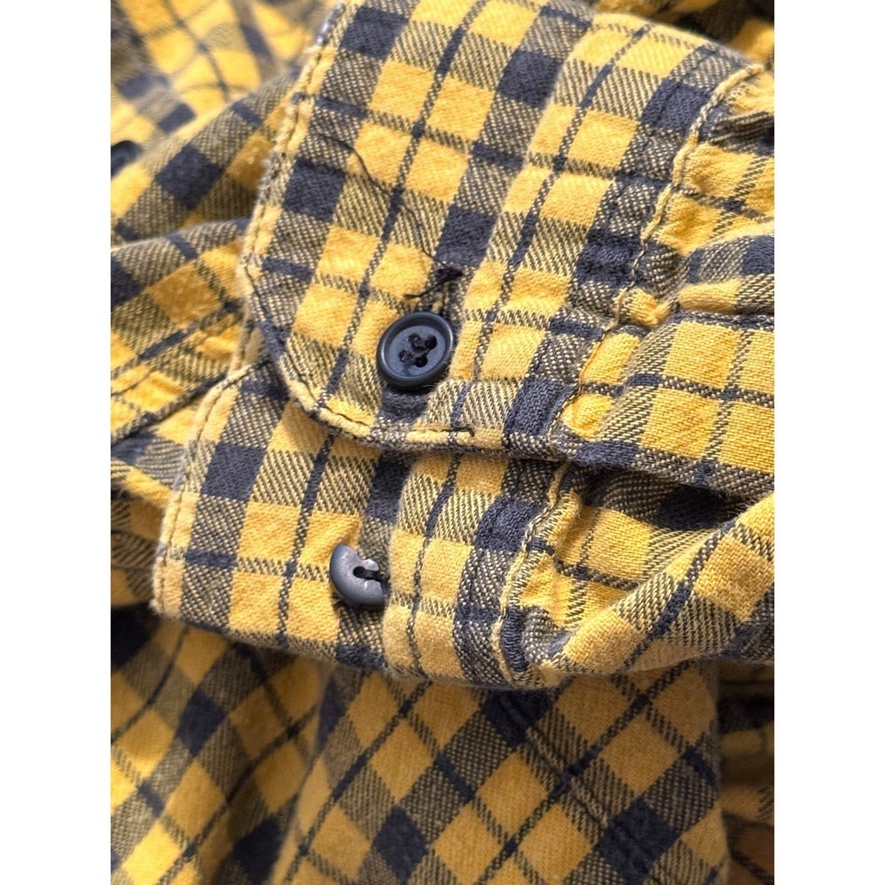 Gap Mens Flannel Button Down Shirt Yellow‎ Black Check Plaid Cotton Medium - Picture 10 of 10